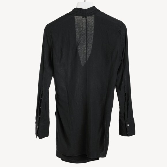 Helmut Lang Black Fold Over Draped Viscose-Blend Top - Picture 3 of 10